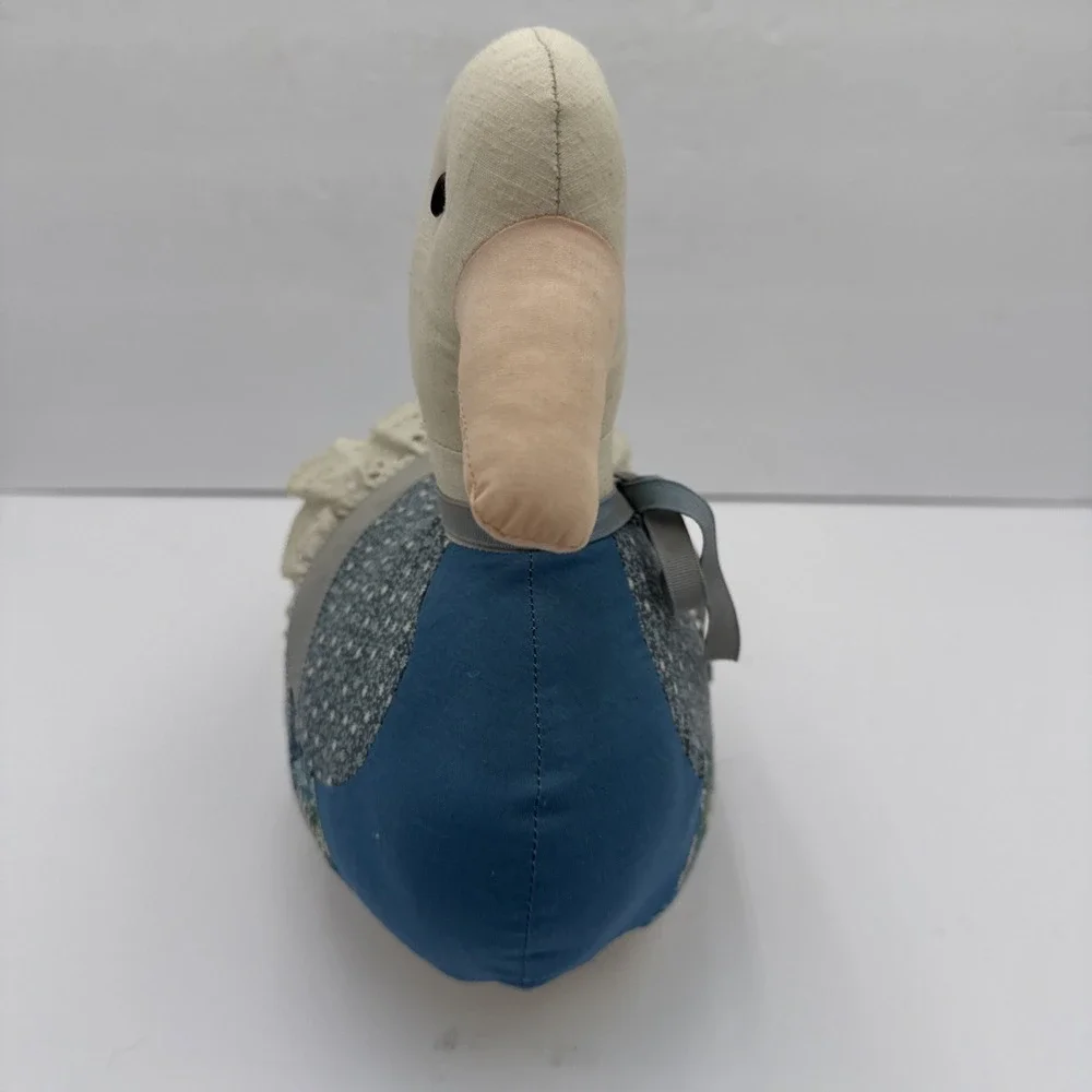 Vtg Handmade Cloth Patchwork Quilted Plush Cottagecore‎ Duck Shelf Sitter Decor